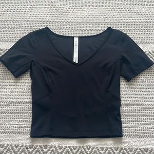 Lululemon black Nulu cropped slim Yoga shirt